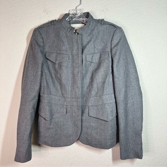 Banana Republic Gray Buttoned Wool Nehru Sharp Military Jacket Womens‎ Size 6 - Picture 1 of 6